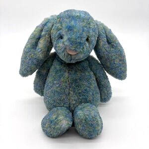 JELLYCAT Bashful Luxe Bunny Azure Multi Tonal Blue Pink Green Plush Toy 25th
